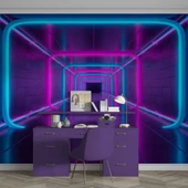 3 Boyutlu Neon Derinlik Duvar Kağıd thumbnail 4
