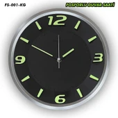 Galaxy Premium Serisi 25 CM Klasik Duvar Saati Fosforlu Özellikli Gri-Siyah Renk - 1