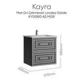 Kayra Lavabo Dolabı Çekmeceli Mat Gri - 2