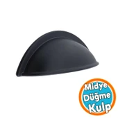 Mobilya Mutfak Dolabı Çekmece Dolap Kulpları Kulpu Kulb Midye Çanak Tas 64 mm Düğme Siyah thumbnail 1