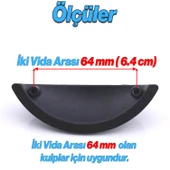 Mobilya Mutfak Dolabı Çekmece Dolap Kulpları Kulpu Kulb Midye Çanak Tas 64 mm Düğme Siyah thumbnail 2