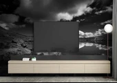 Siyah beyaz göl ve gökyüzü manzaralı Duvar Kağıdı thumbnail 3