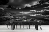 Siyah beyaz göl ve gökyüzü manzaralı Duvar Kağıdı thumbnail 5