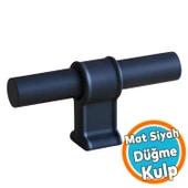 Metal Düğme Tek Vidalı Çekmece Mutfak Mobilya Dolabı Dolap Kulpu Kulbu Kulpları Mat Siyah thumbnail 1