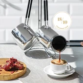 NEHİR MODERN 4 PARÇA STANDLI PASLANMAZ ÇELİK CEZVE SETİ - 1