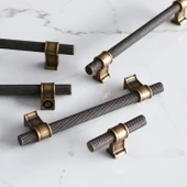 Metal Düğme Tek Vidalı Mobilya Mutfak Çekmece Dolap Kulpu Kulbu Kulpları Eskitme Antik Sarı thumbnail 3