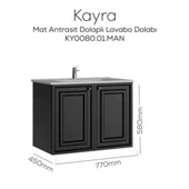 Kayra Lavabo Dolabı Kapaklı Mat Antrasit - 2