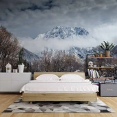 Kış Karlı Dağ ve Gökyüzü Manzaralı Duvar Kağıdı thumbnail 2