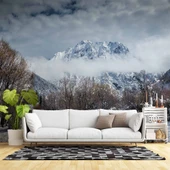 Kış Karlı Dağ ve Gökyüzü Manzaralı Duvar Kağıdı thumbnail 1