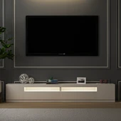 T008 Arya Işıklı Tv Sehpası SET Parlak Beyaz - 1