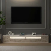 T008 Arya Işıklı Tv Sehpası SET Efes Mermer/Beyaz - 2