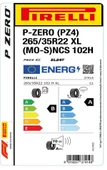 Pirelli 265/35 R22 102H XL P-ZERO (PZ4) MO-S PNCS ELT Oto Yaz Lastiği (Üretim: 2023) thumbnail 4