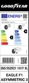 Goodyear 265/35Z R21 101Y Eagle F1 Asymmetric 3 NF0 XL FP Oto Yaz Lastiği ( Üretim: 2023 ) thumbnail 2