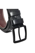 Siyah Suni Deri Çift Dikişli Model 4 Cm.lik Spor Kemer - 7000-11-22k thumbnail 4