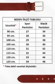 3 cm Genişlik %100 Hakiki Roys Deri Nikel Tokalı Dikişli Kadın Kemer Kahverengi thumbnail 8