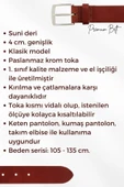 Haki Yeşil Suni Deri Dikişli 4 cm.lik Klasik Kemer - 7400-810 - 8