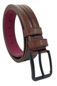 Kahverengi Suni Deri Ortası Desenli Model 4 Cm.lik Spor Kemer - 9013-52-22rl - 5