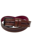 Kahverengi Suni Deri Ortası Desenli Model 4 Cm.lik Spor Kemer - 9013-52-22rl - 4
