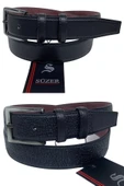2'li Set x 3 Cm Klasik Suni Deri Erkek Çocuk Kemeri Siyah - 2