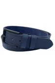 Lacivert Suni Deri Mavi Dikişli Model 4 cm.lik Unisex Spor Kemer - 9047 - 3