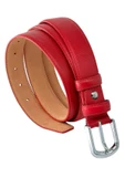 3 cm Genişlik %100 Hakiki Roys Deri Nikel Tokalı Dikişli Kadın Kemer Kırmızı - B817 - 6
