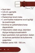 4.5 cm. Spor Suni Deri Ortası Sarı Dikişli Model Erkek Kemer Kahverengi thumbnail 7