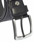 * 4 Cm. Spor Suni Deri Çift Dikişli Model Kemer Siyah - 3