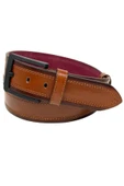 Taba Suni Deri Dikişli Desensiz Düz Model 4.5 Cm.lik Spor Kot Kemer - 4523-111-22ks - 3
