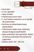 Lacivert Suni Deri Mavi Dikişli Model 4 cm.lik Unisex Spor Kemer - 9047 - 7