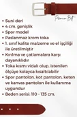 4 Cm. Battal Klasik Suni Deri Dikişli Model Kemer Lacivert - 10