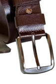 4 cm. Spor Hakiki Deri Düz Model Erkek Kemer Kahverengi - 3