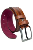 Taba Suni Deri Dikişli Model 4.5 Cm.lik Spor Kot Kemer - 4523-61-22ks - 1