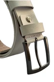 4 cm. Spor Hakiki Deri Düz Model Erkek Kemer Beyaz 416-Düz - 2
