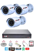 FURY 3 Lü Gece Renkli Görüş Güvenlik Kamerası Full Hd-Su Geçirmez Güvenlik Kamerası Seti 500GB thumbnail 2