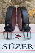 2'li Set x 3 Cm Klasik Suni Deri Erkek Çocuk Kemeri Siyah - 1