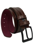 Kahverengi Suni Deri Dikişli Model 4.5 Cm.lik Spor Kot Kemer - 4513-61-22ks - 1