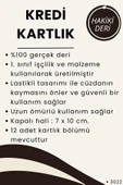%100 Hakiki Deri Unisex Siyah Lastikli Dikey Kartlık - 5
