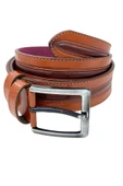 Taba Suni Deri Ortası Desenli Model 4 Cm.lik Spor Kemer - 9023-52-22rl - 3