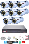 FURY 8 li Gece Renkli Görüş Güvenlik Kamerası Full HD-Su Geçirmez Güvenlik Kamerası Seti 500GB thumbnail 1