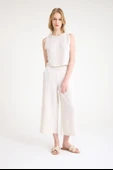 Keten Yazlık Yüksel Bel Capri Pantolon Sırt Detaylı Kolsuz İkili Takım thumbnail 1