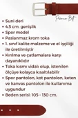 4.5 Cm. Spor Suni Deri Düz Süet Kemer Haki - 7