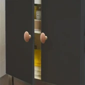 Bohem Plastik Dış Bükey Kulp Açık Ceviz Renk Mobilya Mutfak Dolap Dolabı Çekmece Kulpu Kulbu thumbnail 5