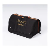 Brave Paws Perdeli Flybag Plastik Yırtılmaz Fileli Kedi ve Köpek Taşıma Çantası Havayolu Çantası (SİYAH) - 2