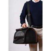 Brave Paws Perdeli Flybag Plastik Yırtılmaz Fileli Kedi ve Köpek Taşıma Çantası Havayolu Çantası (SİYAH) - 4