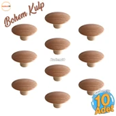 Bohem Plastik Dış Bükey Kulp 10 ADET Açık Ceviz Renk Mobilya Mutfak Dolap Dolabı Çekmece Kulpu Kulbu thumbnail 1