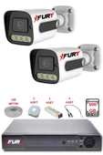 FURY 2 Kameralı Set Full HD Gece Renkli Görüş-Cepten İzle-Su Geçirmez Güvenlik Kamerası Seti 500GB thumbnail 2