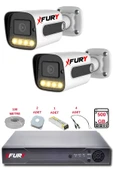 FURY 2 Kameralı Set Full HD Gece Renkli Görüş-Cepten İzle-Su Geçirmez Güvenlik Kamerası Seti 500GB thumbnail 1
