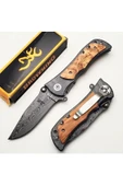 Browning Ahşap Saplı Damas İşlemeli Çakı - 1