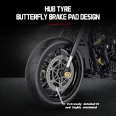 Teknik Motosiklet Yapım Seti 586 parça 1:8 Ölçekli Siyah 8+ yaş Model Kiti hediye yapı blok oyuncak seti - 6