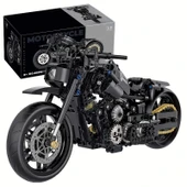 Teknik Motosiklet Yapım Seti 586 parça 1:8 Ölçekli Siyah 8+ yaş Model Kiti hediye yapı blok oyuncak seti - 3